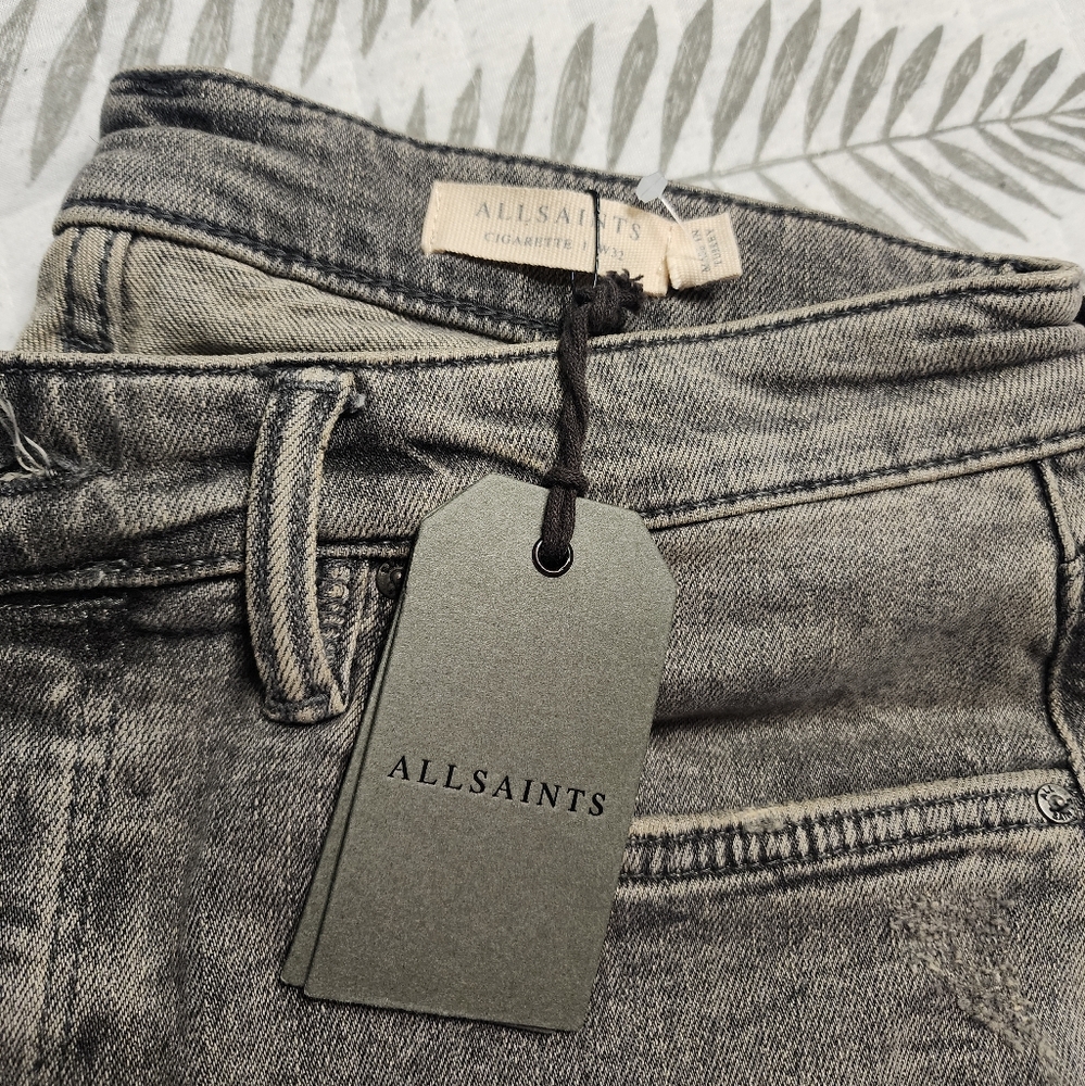 Allsaints Men's Cigarette Skinny Fit Jeans Grey - MISSING BUTTON - Picture 4 of 11